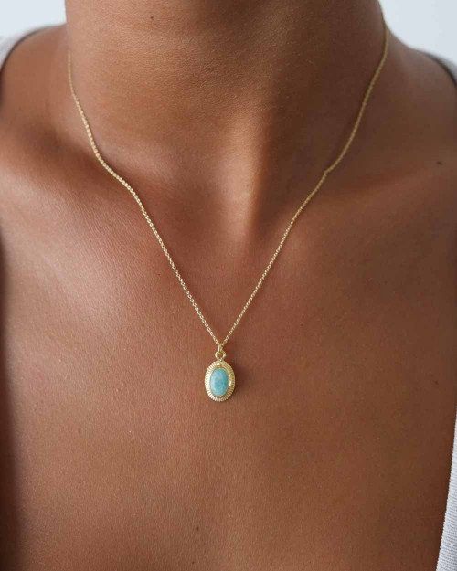 Colgante Dafne Turquoise - Stones Necklaces - 925 Sterling Silver - 18K Gold Plating -