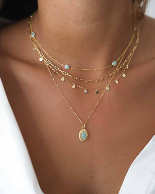 Colgante Dafne Turquoise - Stones Necklaces - 925 Sterling Silver - 18K Gold Plating -