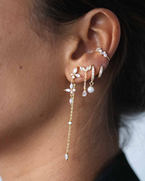 Gaia Earrings - Long Earrings - 925 Sterling Silver - 18K Gold Plating - CREU