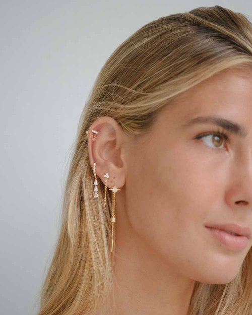 Dalia Hoop Earrings - Zirconia Earrings - 925 Sterling Silver - 18K Gold Plating - CREU