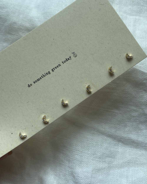 Moon Brillo Earrings - Mini Earrings - 925 Sterling Silver - 18K Gold Plating - CREU