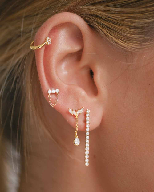 Melissa Earrings - Zirconia Earrings - 925 Sterling Silver - 18K Gold Plating - CREU