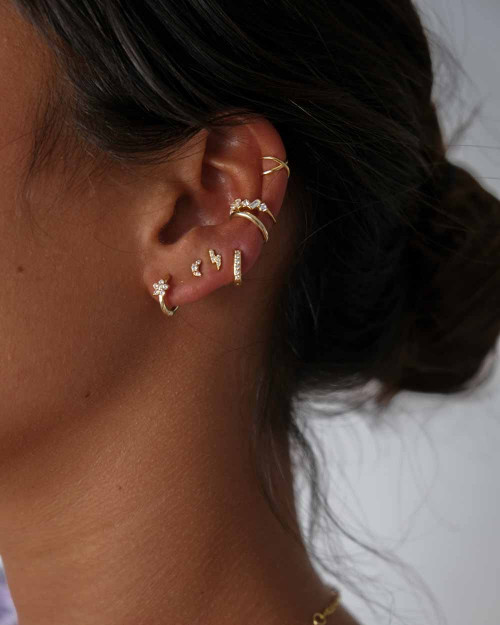 Hada White Hoop Earrings - Hoop Earrings - 925 Sterling Silver - 18K Gold Plating - CREU
