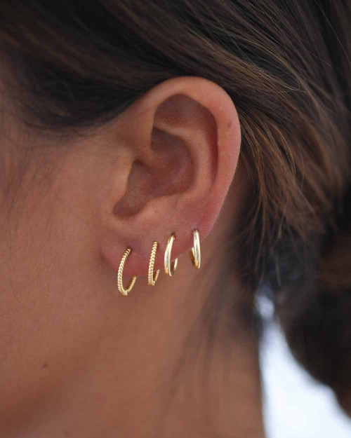 Basic Hoop Earrings - Hoop Earrings - 925 Sterling Silver - 18K Gold Plating - CREU