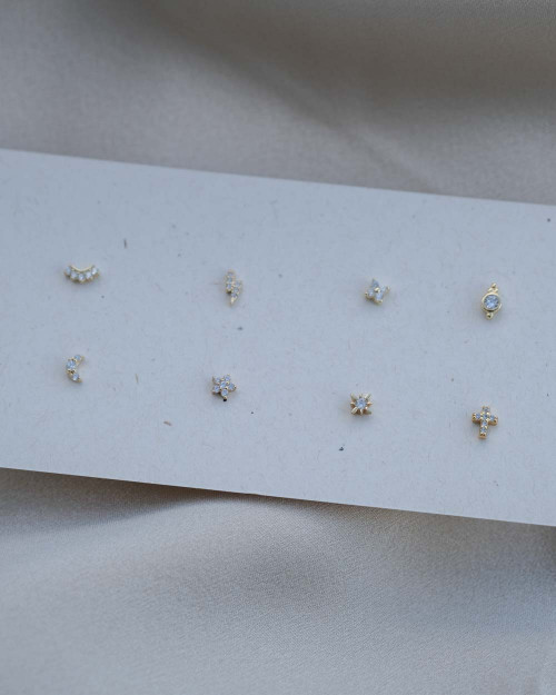 Mini Windrose Earrings - Mini Earrings - 925 Sterling Silver - 18K Gold Plating - CREU