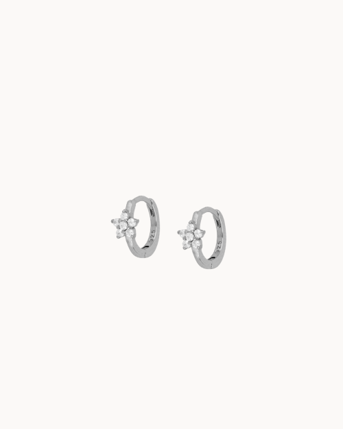 Hada White Hoop Earrings - Hoop Earrings - 925 Sterling Silver - 18K Gold Plating - CREU