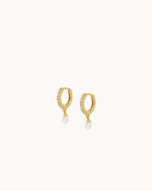 Erin Hoop Earrings - Zirconia Earrings - 925 Sterling Silver - 18K Gold Plating - CREU