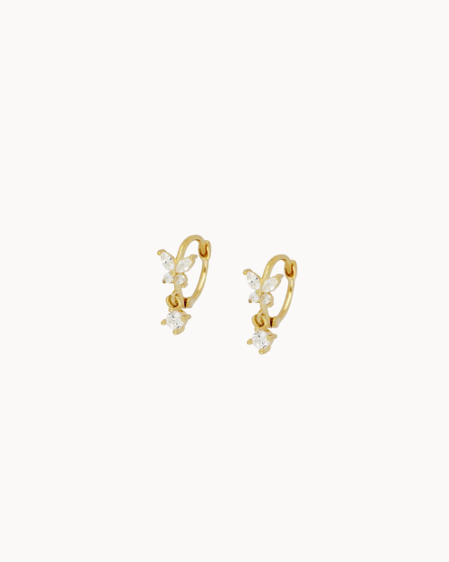Aro Mariposa Brillo Earrings - Zirconia Earrings - 925 Sterling Silver - 18K Gold Plating