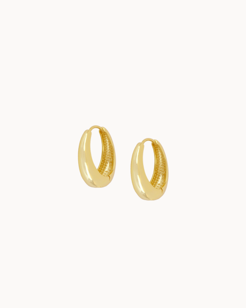 Aovado Earrings - Hoop Earrings - 925 Sterling Silver - 18K Gold Plating - CREU