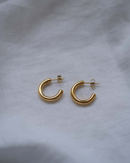 Small Hoop Earrings - Waterproof - 925 Sterling Silver - 18K Gold Plating - CREU