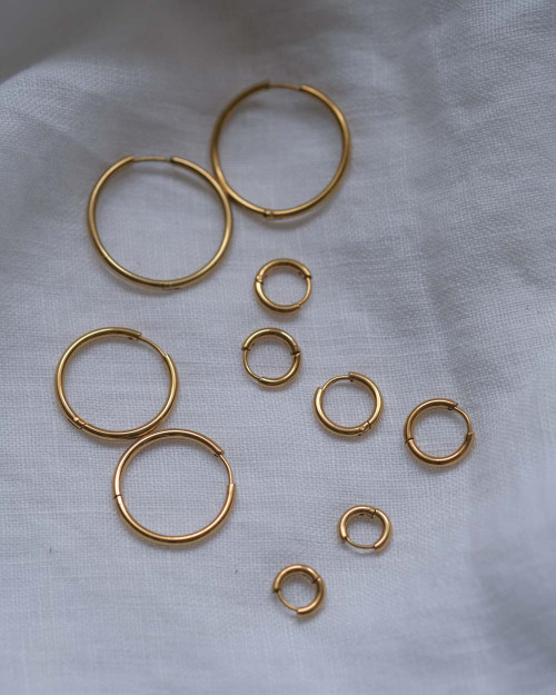 Steel Click Hoop Earrings - Piercings - 925 Sterling Silver - 18K Gold Plating - CREU