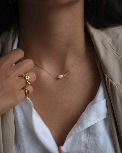 Collar Perla Valentina - Collares Perlas de Plata de Ley 925 o en oro - CREU Color Oro | Comprar online