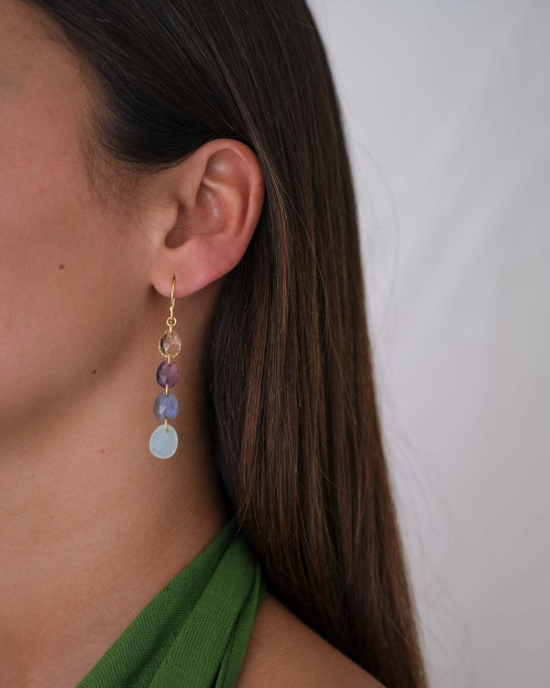 Sweet Coral Earrings - Long Earrings - 925 Sterling Silver - 18K Gold Plating - CREU