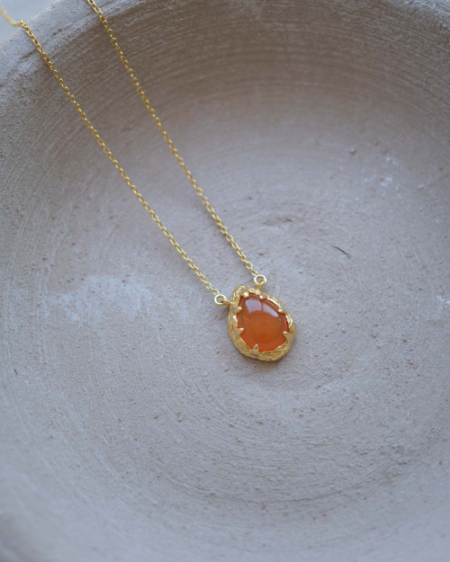 Groovy Carnelian Necklace - Stones Necklaces - 925 Sterling Silver - 18K Gold Plating -