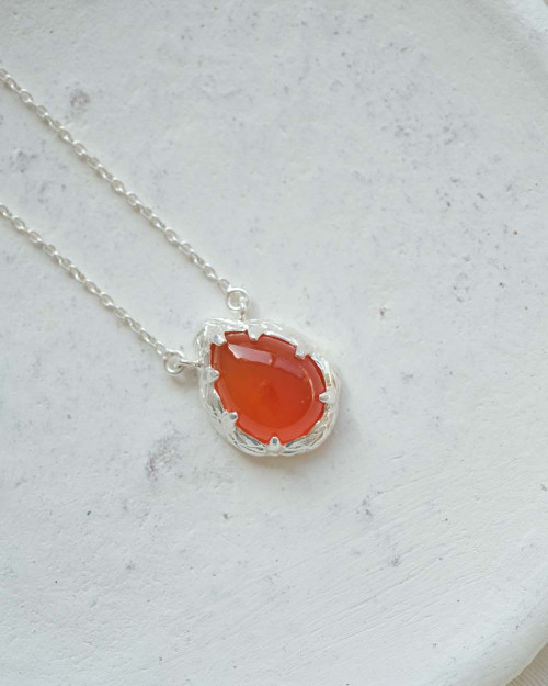 Groovy Carnelian Necklace - Stones Necklaces - 925 Sterling Silver - 18K Gold Plating -