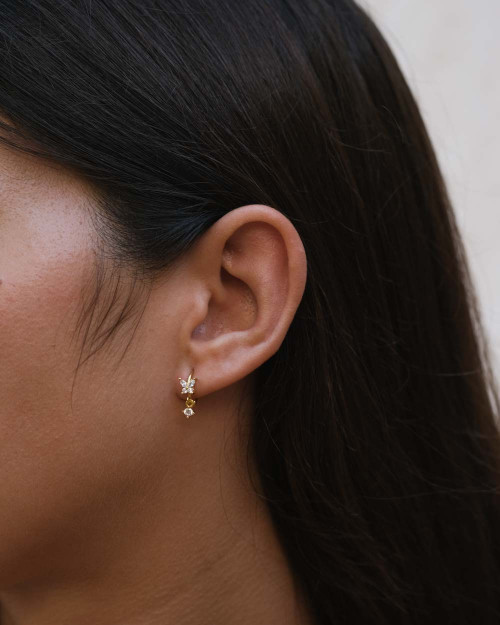 Aro Mariposa Brillo Earrings - Zirconia Earrings - 925 Sterling Silver - 18K Gold Plating
