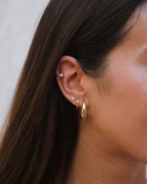 Aovado Earrings - Hoop Earrings - 925 Sterling Silver - 18K Gold Plating - CREU
