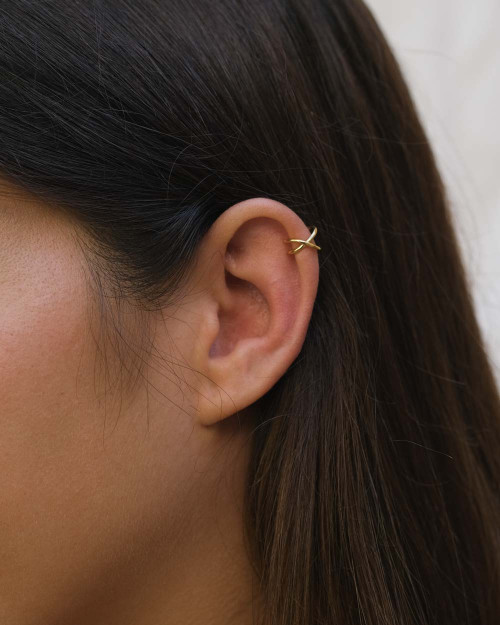 Ear Cuff Tressé Earring - Ear Cuff Earrings - 925 Sterling Silver - 18K Gold Plating -