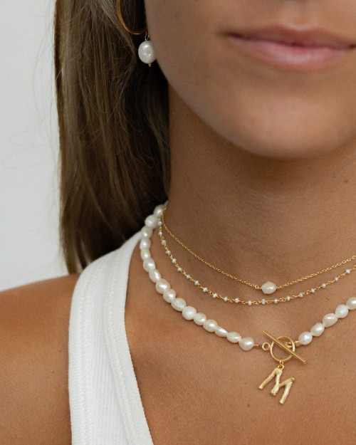 Perla Valentina Necklace - Pearl Necklaces - 925 Sterling Silver - 18K Gold Plating - CREU