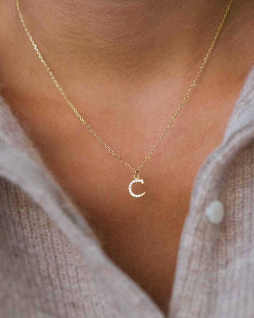 Inicial Brillo Necklace - Initial Necklaces - 925 Sterling Silver - 18K Gold Plating -