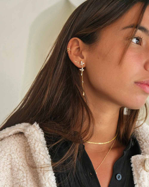 Gaia Earrings - Long Earrings - 925 Sterling Silver - 18K Gold Plating - CREU
