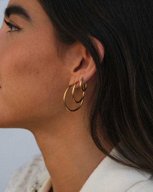 Click Hoop Earrings - Piercings - 925 Sterling Silver - 18K Gold Plating - CREU