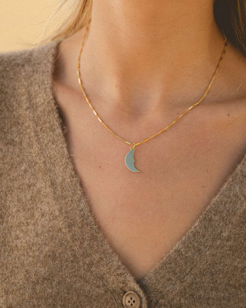 Moon Side Necklace - Pendants - 925 Sterling Silver - 18K Gold Plating - CREU