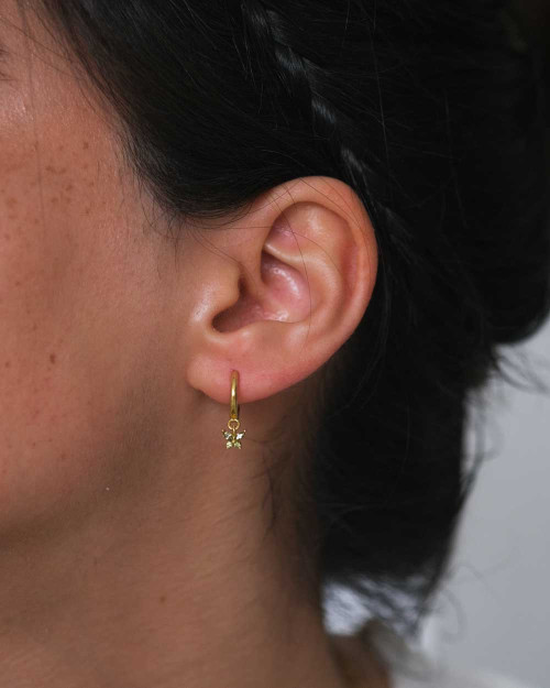Aro Mariposa Verde Earrings - Zirconia Earrings - 925 Sterling Silver - 18K Gold Plating -