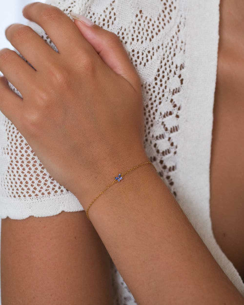 Daisy Blue Bracelet - Bracelets - 925 Sterling Silver - 18K Gold Plating - CREU