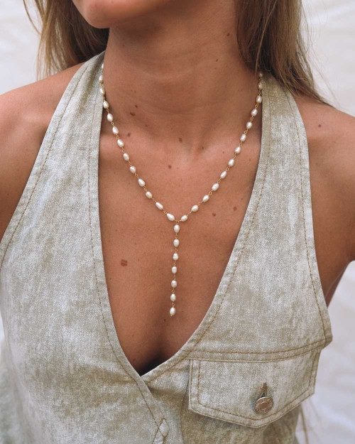 Drop Pearl Necklace - Pendants - 925 Sterling Silver - 18K Gold Plating - CREU