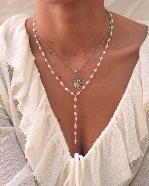 Drop Pearl Necklace - Pendants - 925 Sterling Silver - 18K Gold Plating - CREU