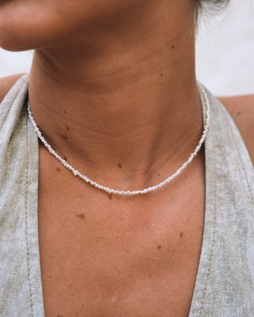 Sea Pearls Choker - Pearl Necklaces - 925 Sterling Silver - 18K Gold Plating - CREU