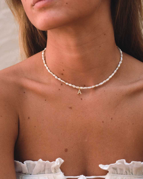 Collar Perlas Inicial - Collares Iniciales de Plata de Ley 925 o bañados en oro - CREU