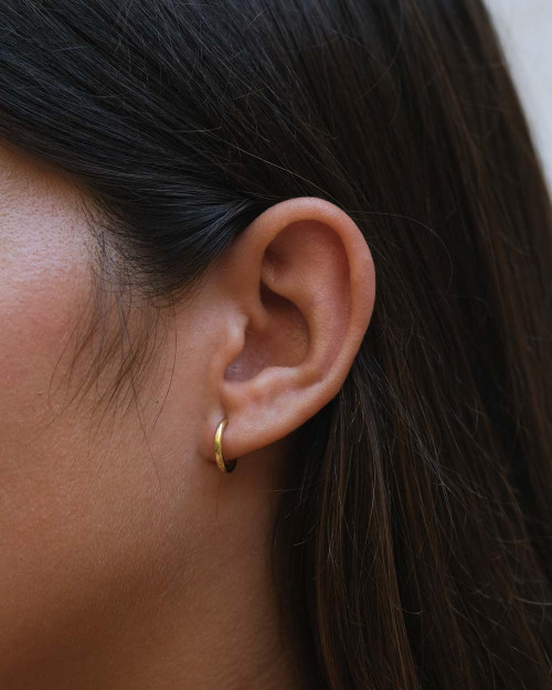 Fine Click Hoop Earrings - Hoop Earrings - 925 Sterling Silver - 18K Gold Plating - CREU