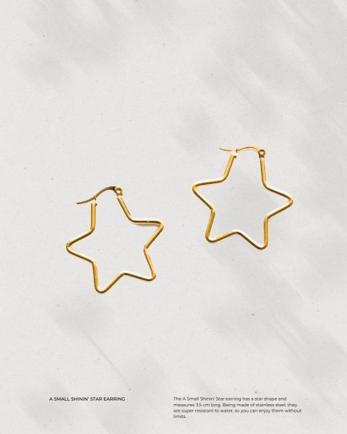 A Small Shinin' Star - Hoop Earrings - 925 Sterling Silver - 18K Gold Plating - CREU