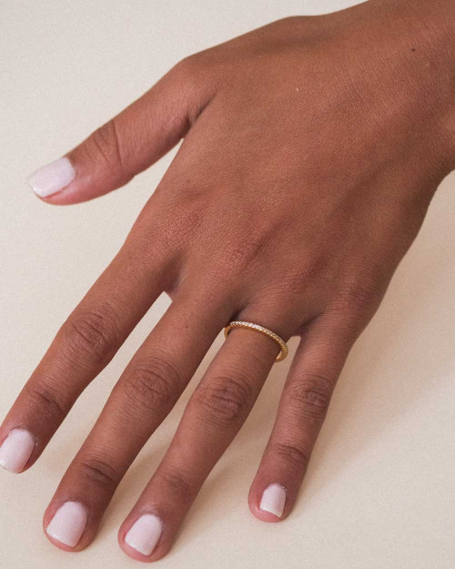 Lyra White Ring - Rings - 925 Sterling Silver - 18K Gold Plating - CREU