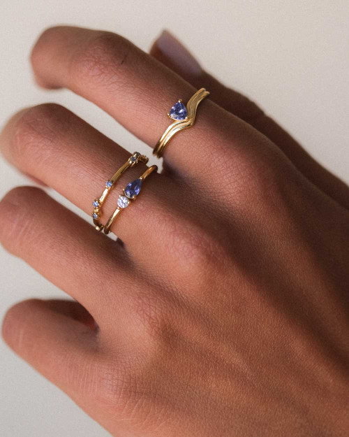 Blue Crown Ring - Rings - 925 Sterling Silver - 18K Gold Plating - CREU