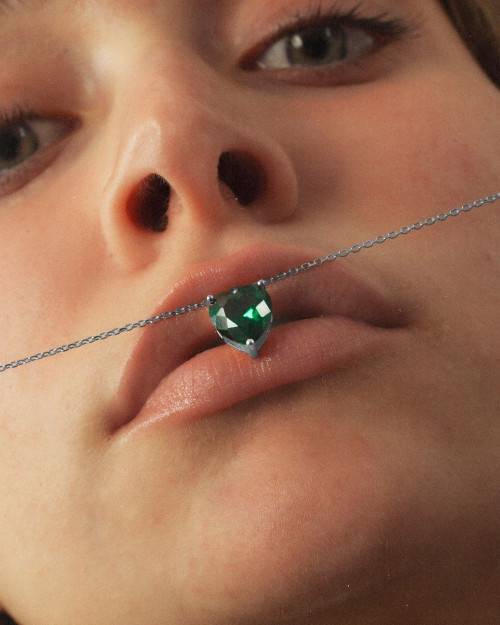 Green Heart Necklace - Pendants - 925 Sterling Silver - 18K Gold Plating - CREU